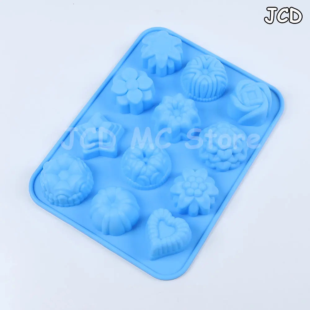 12-Cavity Silicone Flower Molds Non-Stick Jello Mold Baking Pans Ice Cube Trays for Kitchen Making Candy Chocolate Muffin Jelly