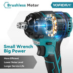 YOFIDRA 1000N.m Brushless Electric Impact Wrench 1/2" Cordless Rechargeable Socket Screwdriver Power Tool For Makita Battery Pin