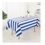 Blue and White Striped Disposable Plastic Tablecloths, Waterproof Tablecloths for Party, Banquet, and Holiday Picnics