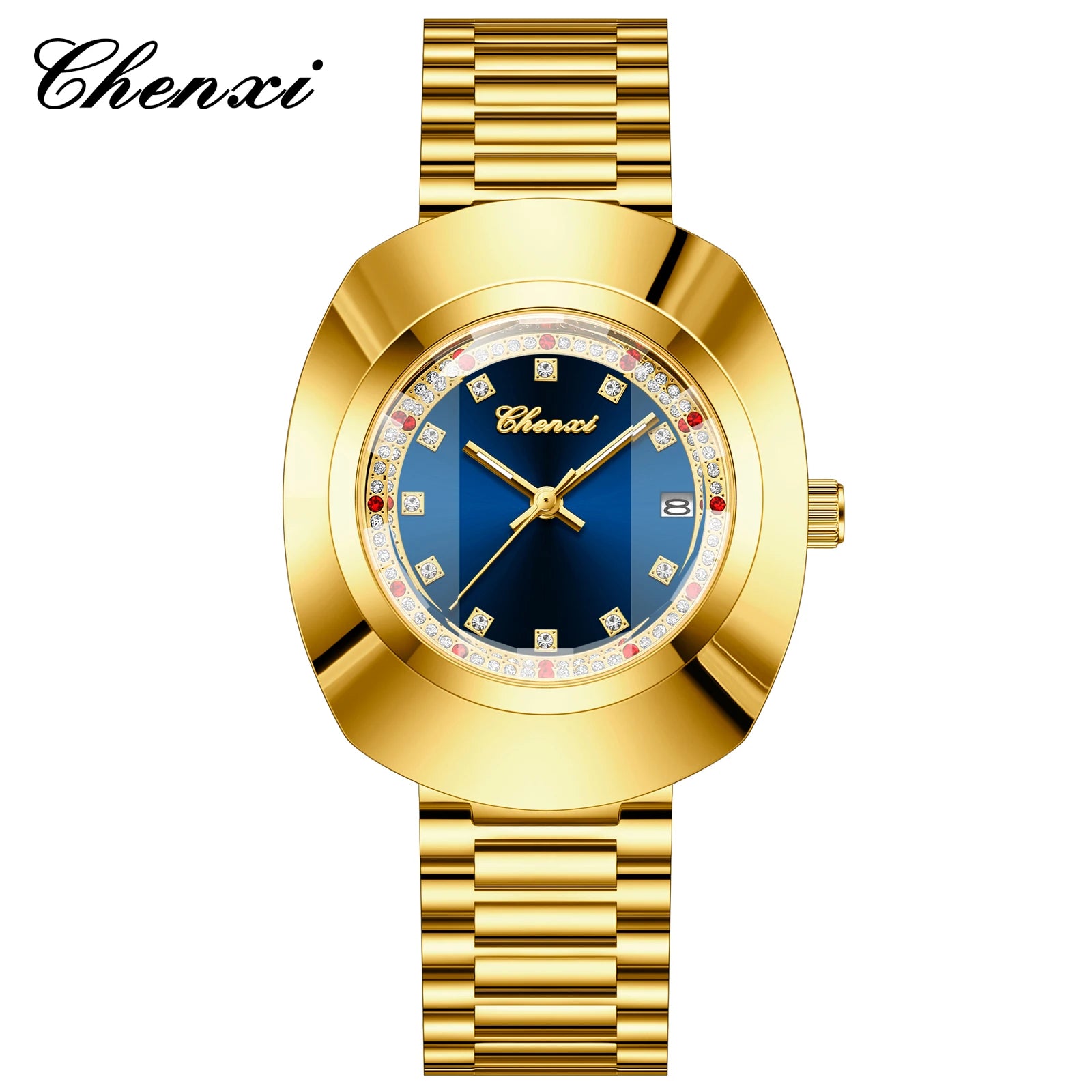 CHENXI Luxury Couple Watch Stainless Steel Band Luminous Business Men Women Quartz Wristwatches Great Valentine Gift for Lover