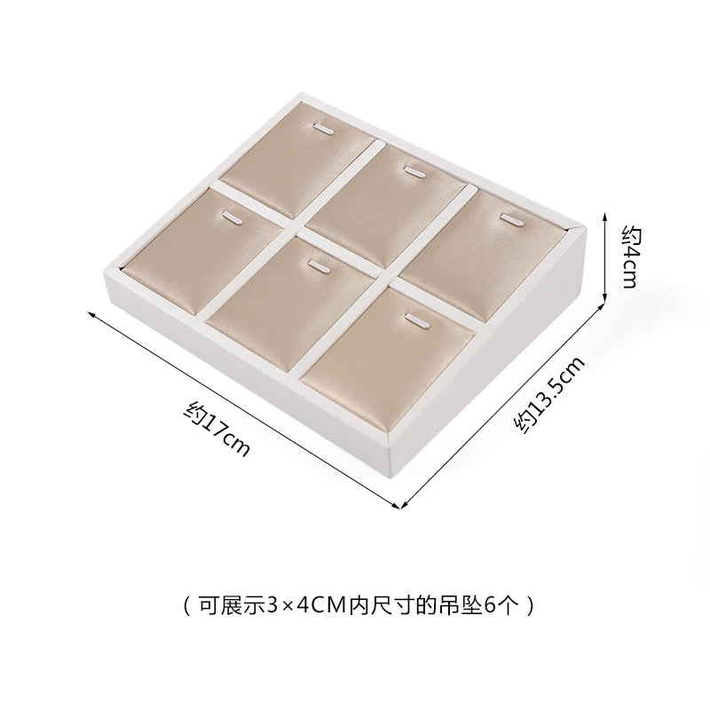 Champagne Leather Jewelry Set for Earrings Rings Display Stand Storage Organizer for Fashion Women Bracelets Necklaces Tray