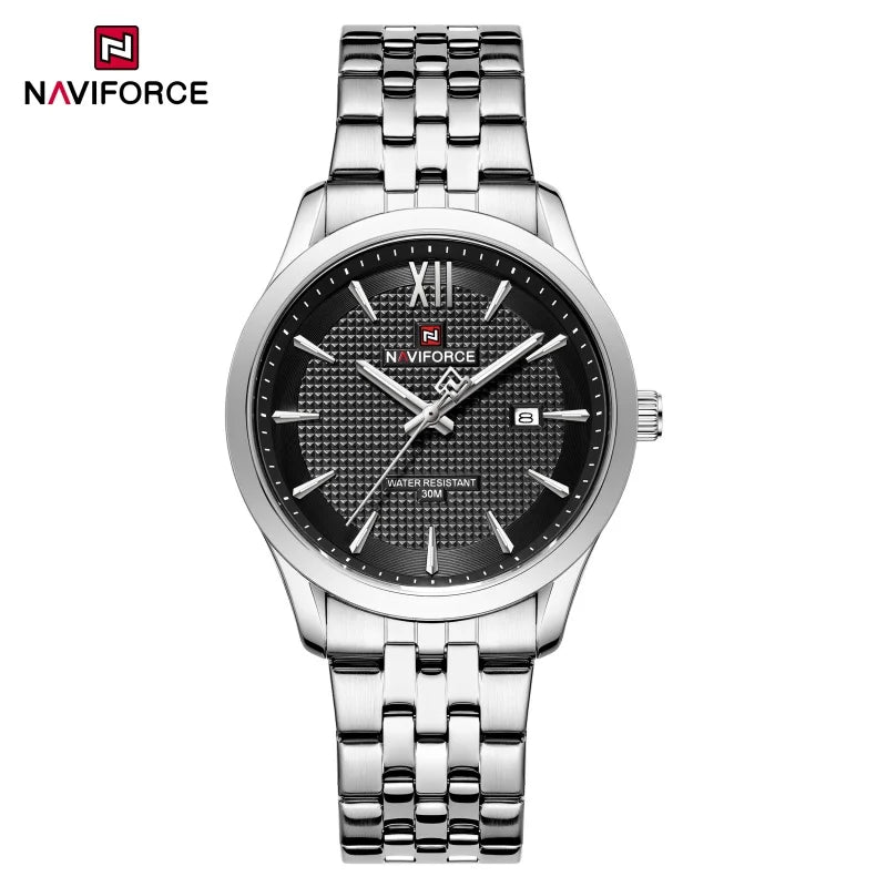 New Style NAVIFORCE Men's Stainless Steel Band Date Calendar Feature for Active Luxury Sports Watch 30m Waterproof Male Gifts