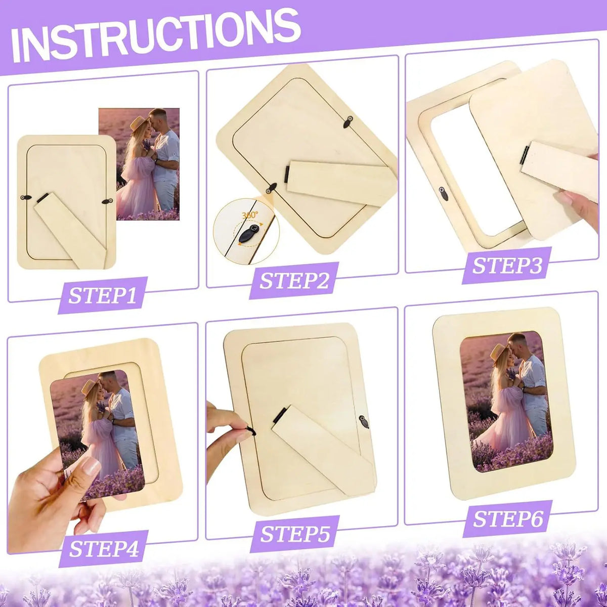 5 Pieces DIY Wooden Picture Frames Unfinished Solid Wood Photo Picture Frames Wooden Picture Frame Crafts DIY Painting Birthday