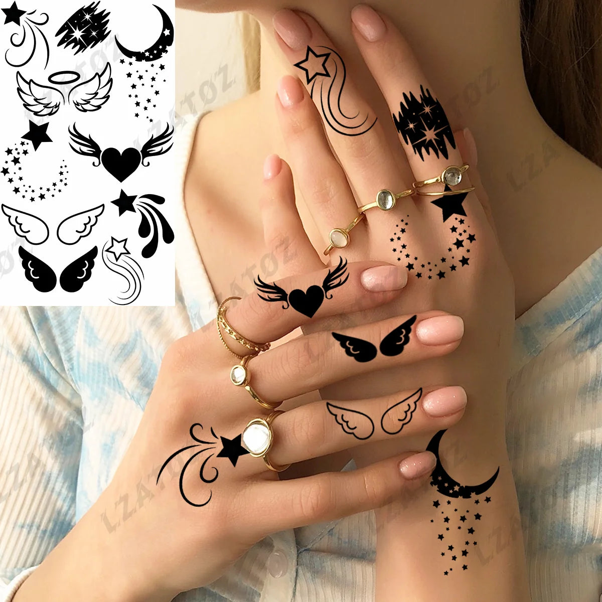 Realistic Eye Flower Temporary Tattoos For Woman Adults Rose Butterfly Tiny Fake Tattoo Sticker 3D Finger Waterproof Tatoos