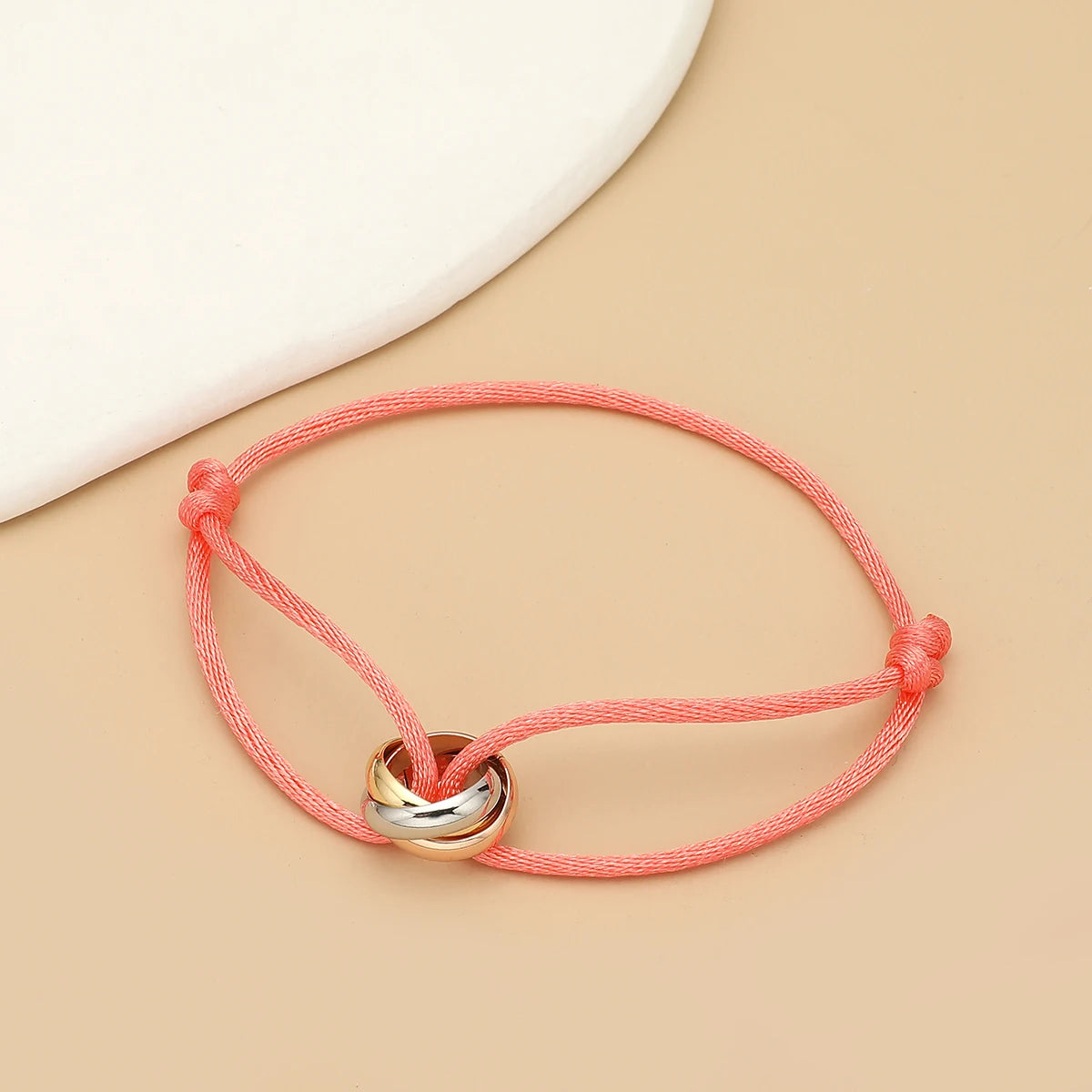 Simple Fashion Unisex Bracelet 3 Metal Round Circle Accessory Adjustable Men's Rope Bracelet for Women Jewelry Gifts