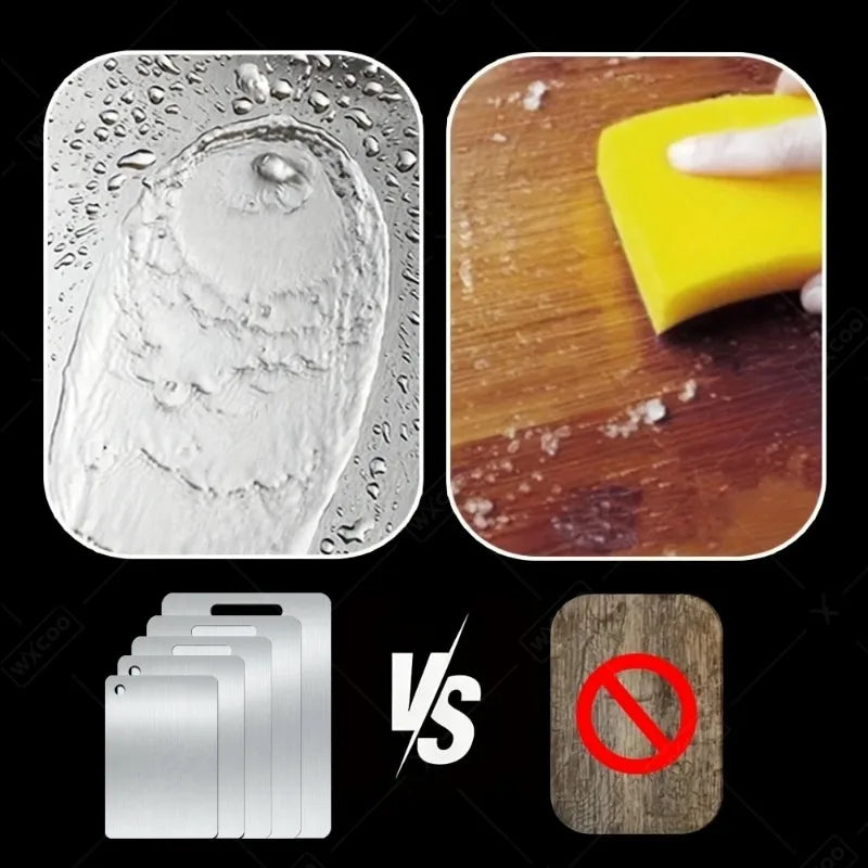 WXCOO 5 Sizes Household Kitchen Boards Thickened Stainless Steel Cutting Board Kitchen Fruit Vegetable Kneading Dough Board