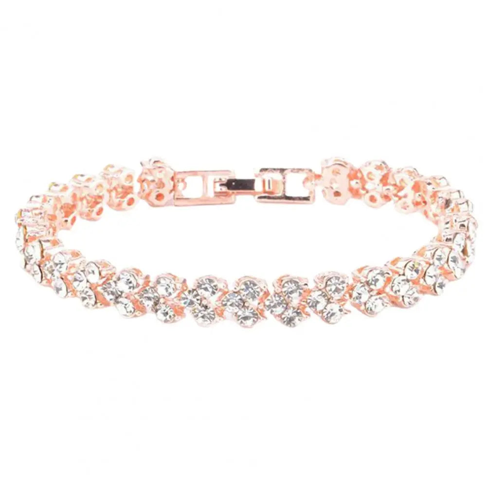Elegant Bracelet for Women Chain Cubic Zircon Rhinestone Shiny Inlaid Bangle Bracelet Gifts