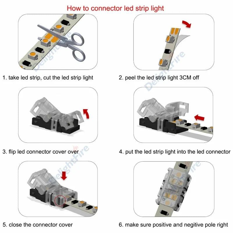 Solderless LED Connector 6 5 4 3 2 Pin LED Strip Connectors For RGB RGBW SMD 5050 WS2812B LED Strip Light Wire Connection