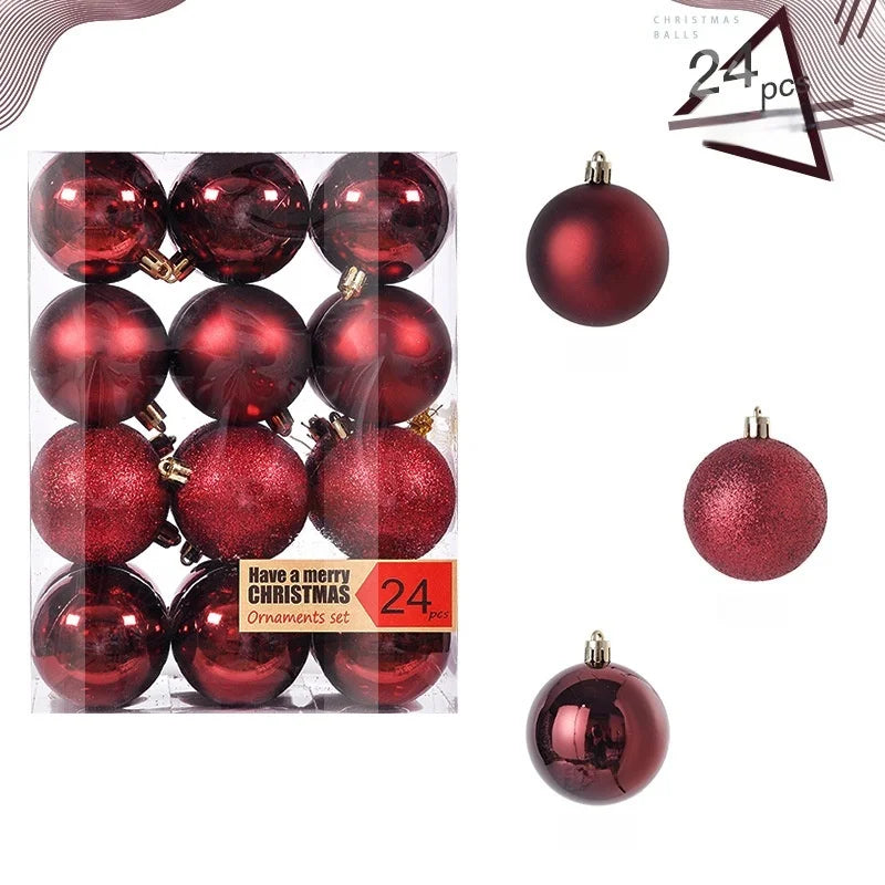 DIY 24PCS 3/4/6CM Christmas Balls Big Ball Christmas Tree Pendant Ornament Party Decor New Year Navidad Christmas Decor Gift