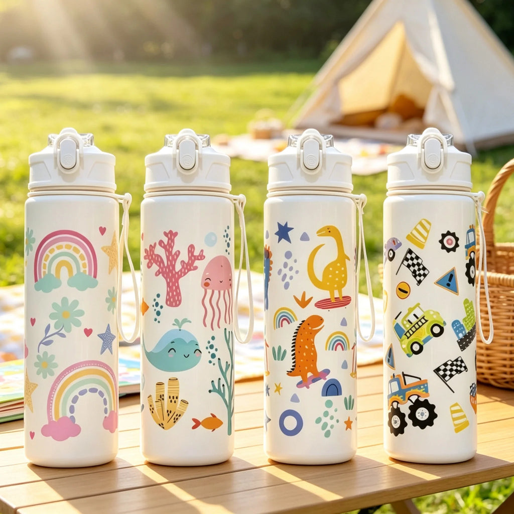 750ml Dinosaur Water Bottle For Kids Water Sippy Cup With Silicone Straw Leakproof Plastic Water Bottles Summer Kids Water Cup