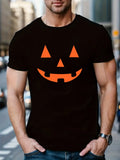 Fun Pumpkin Face Men's T-Shirts Halloween Festival Tops Tees Streetwear Summer T-Shirt Graphic Fashion Daily Wear Men's Clothes
