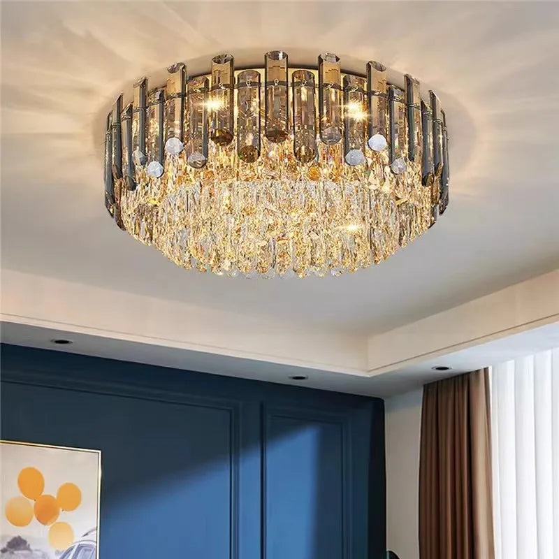 Nordic Gold Crystal Chandeliers LED Luxury Ceiling Lights for Dining Living Room Bedroom Kitchen Island Lighting
