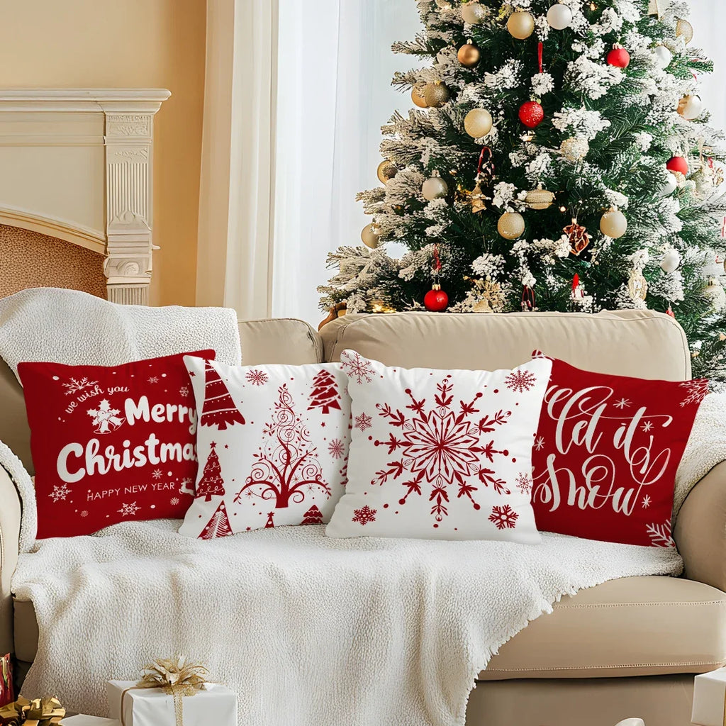 40/45/50cm Red Christmas decoration Cushions Pillowcase Polyester Cushion Cover Throw Pillow Pillowcover Home Car Sofa Decor