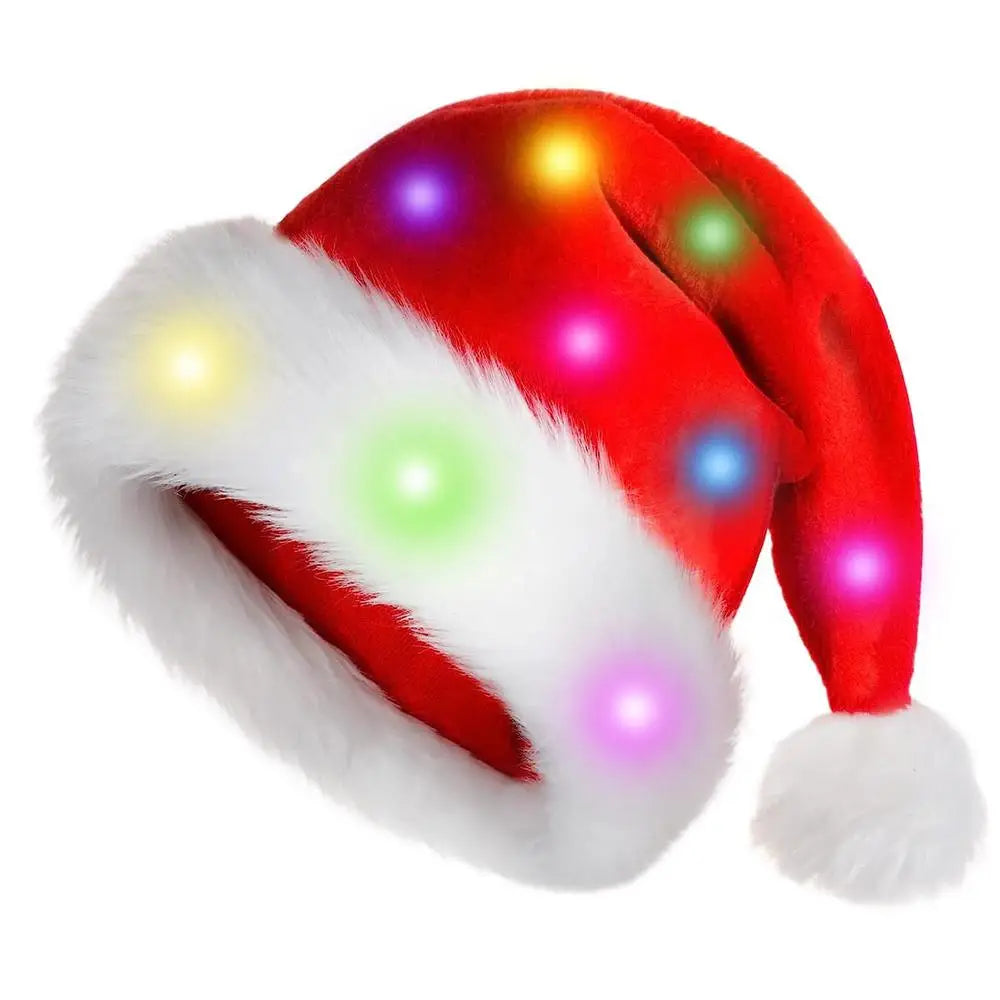 Christmas Hat Merry Christmas LED Light Hat New Year Ligthed Hat Red Santa Claus Hat for Kids Adult Xmas Gift Christmas decor