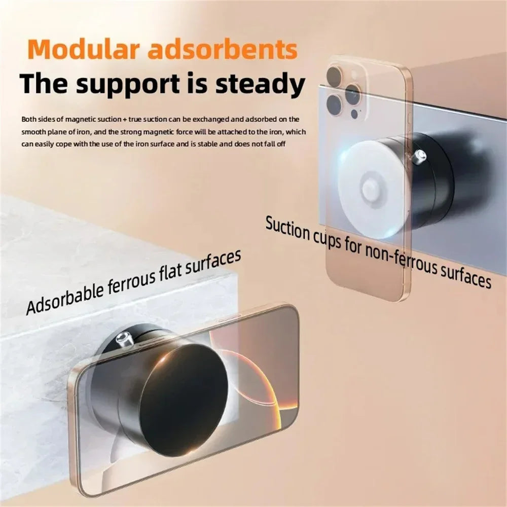 360° Rotation Vacuum Suction Cup Phone Holder Magnetic Lazy Multi-functional Phone Stand Foldable Holder For Selfies and Videos