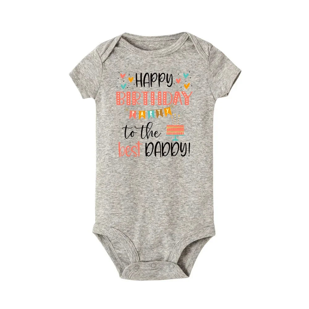 Baby Romper Happy Birthday To The Best Daddy Toddler Gender Neutral Daddy's Birthday Gifts Baby Summer Short Sleeve Bodysuit