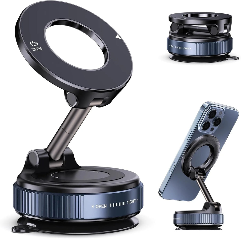 Vacuum Suction Magnetic Phone Holder for Magsafe 360° Adjustable Car Phone Mount & Retractable Vacuum Cell Phone Holders Phones