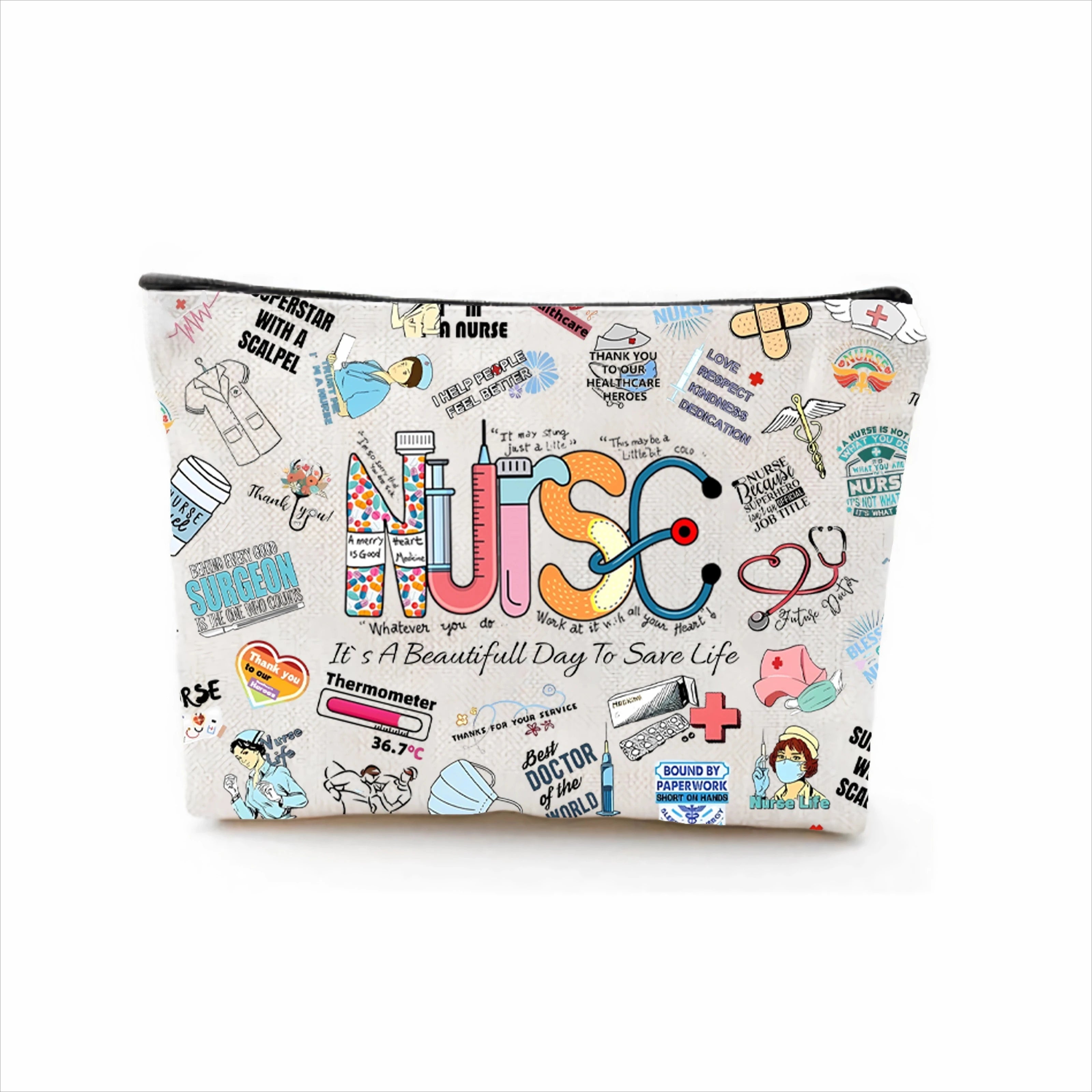 1pc Makeup Bag with A Cartoon Nurse Design Cosmetic Pouch Lightweight for International Nurses Day Storage Beauty Case