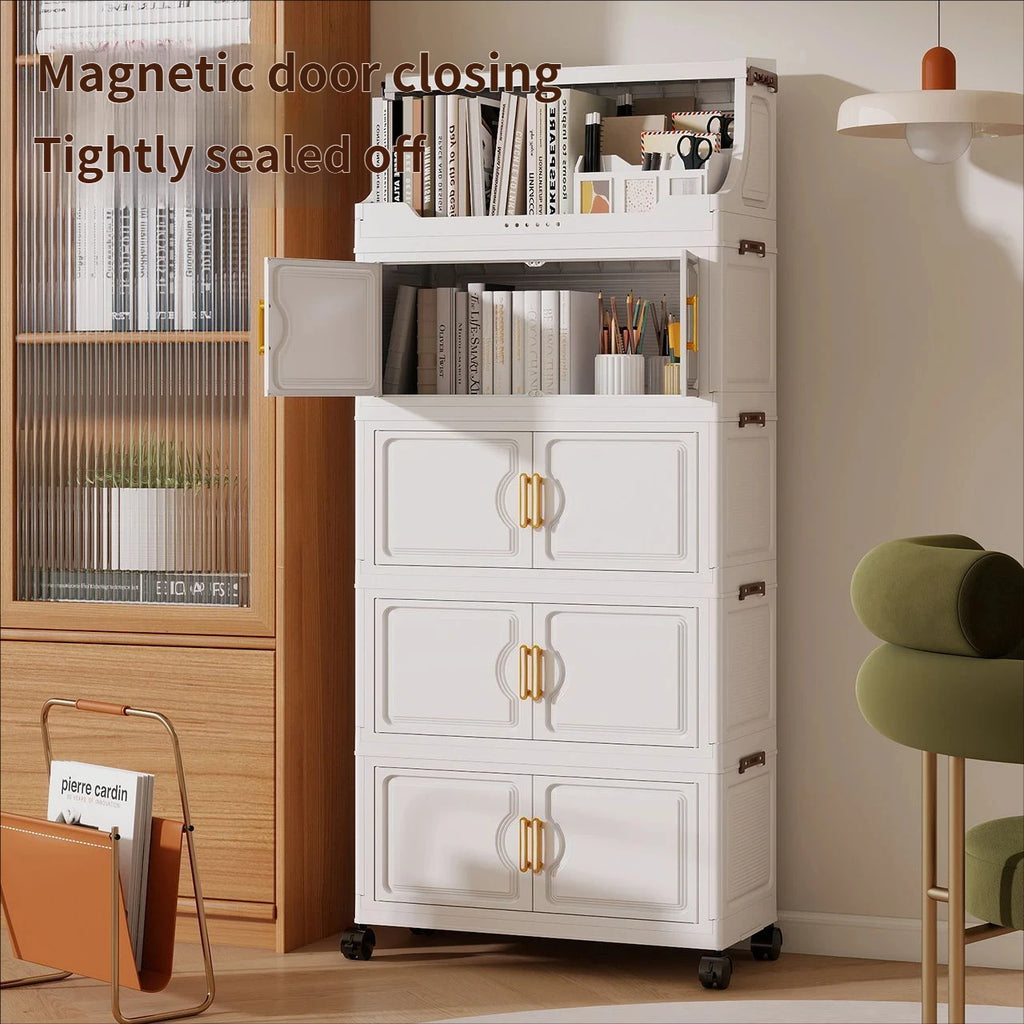 Home Living Room Multi-layer Snack Storage Rack Toy Plastic Organizer Stand Foldable Floor-standing Cabinet for Kids