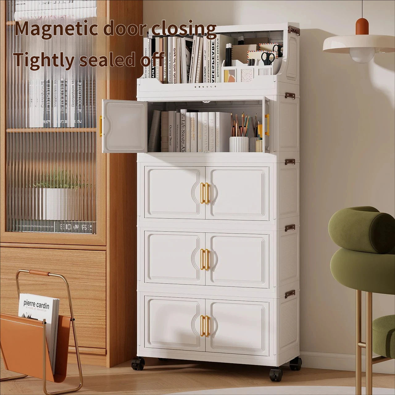 Home Living Room Multi-layer Snack Storage Rack Toy Plastic Organizer Stand Foldable Floor-standing Cabinet for Kids
