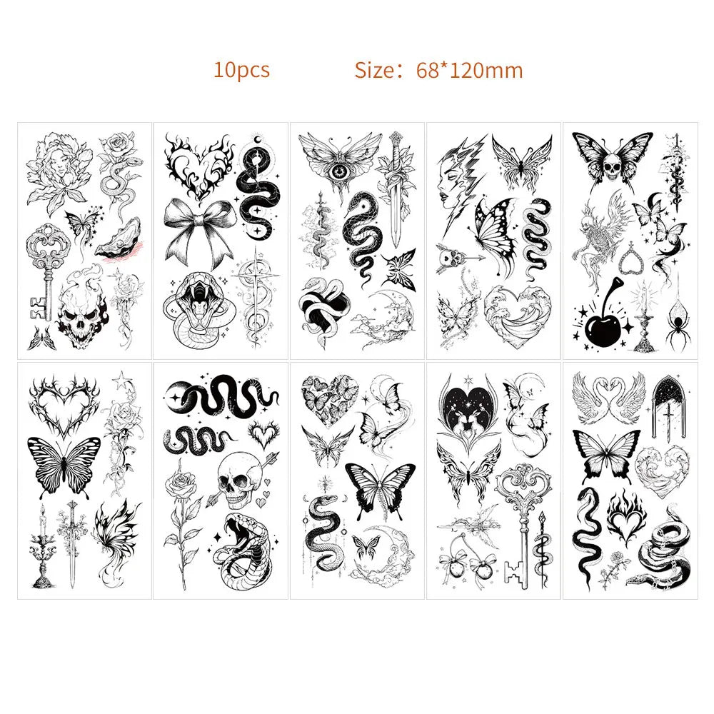 10 Sheets Halloween Eyebrow Stickers Spider Web Tattoo Stickers Body Makeup Waterproof Temporary Tattoo Halloween Fake Tattoo