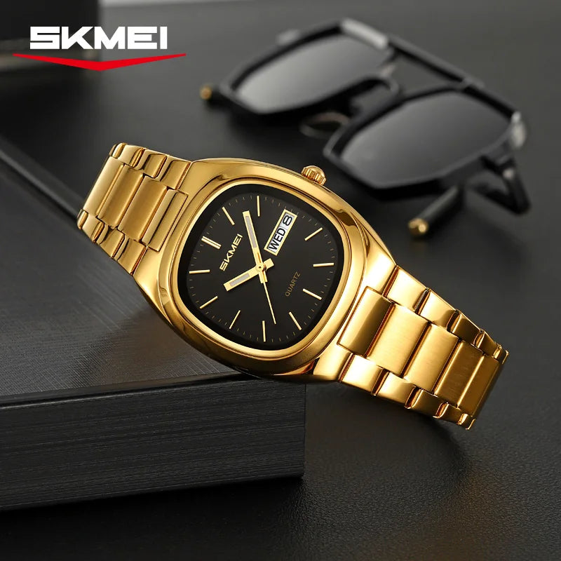 SKMEI 2420 New Women's Business Steel Clock Fashion Quartz Calendar Week Women's Luxury Watch Casual Men's Watch Dress часы
