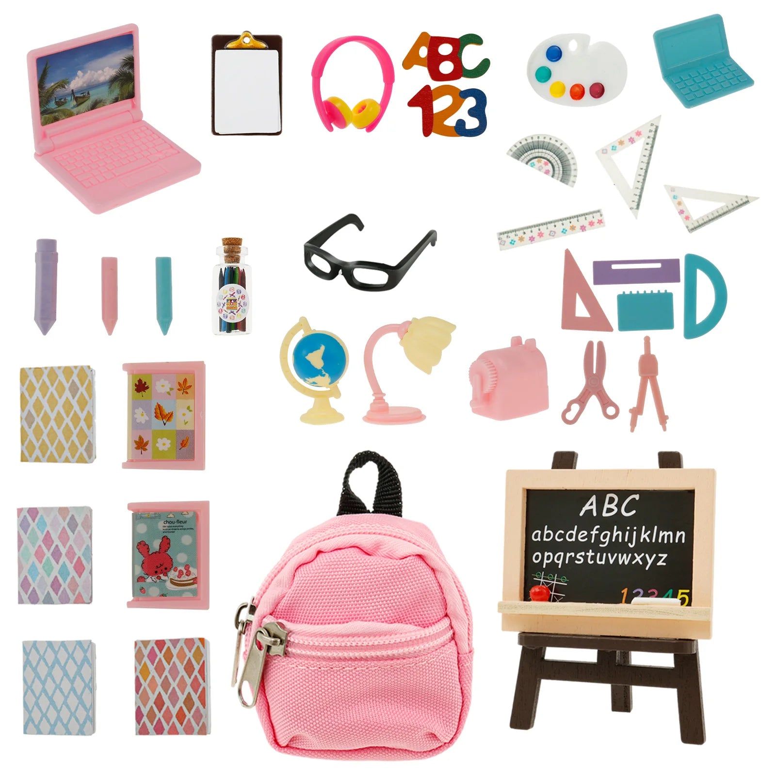 Mini School Supplies Cute Doll Bag Toys Decorative Dollhouse Study Tool School Accessories Adorable Mini School Accessories