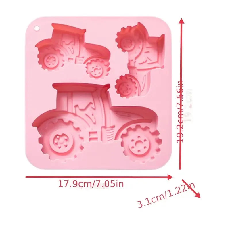 3-Cavity Tractor-Shaped Silicone Mold of Different Sizes Chocolate Jelly Ice Cube Cake Mold High Temperature Resistant