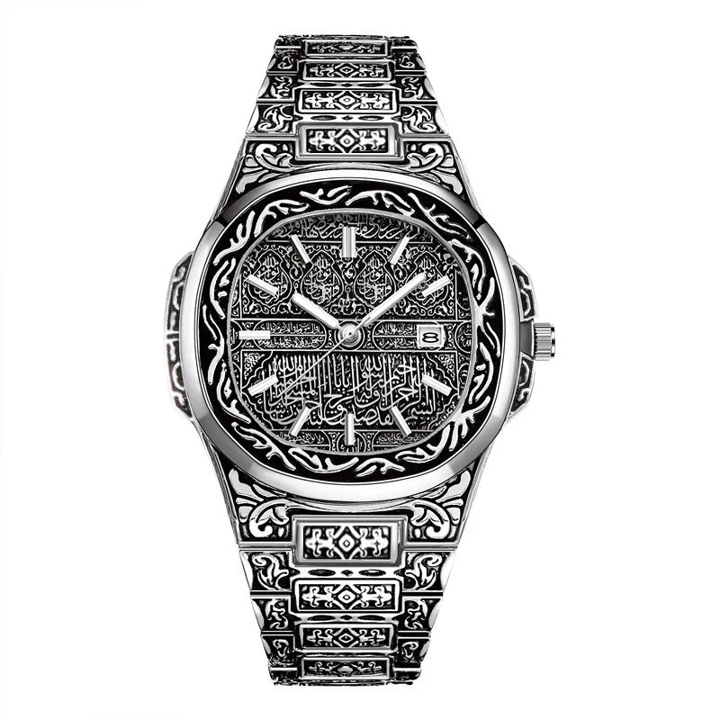 Vintage Men Quartz Watch Luxury Brand Auto Calendar Specific Lines Stainless Steel Strap Wristwatch For Mans Analog