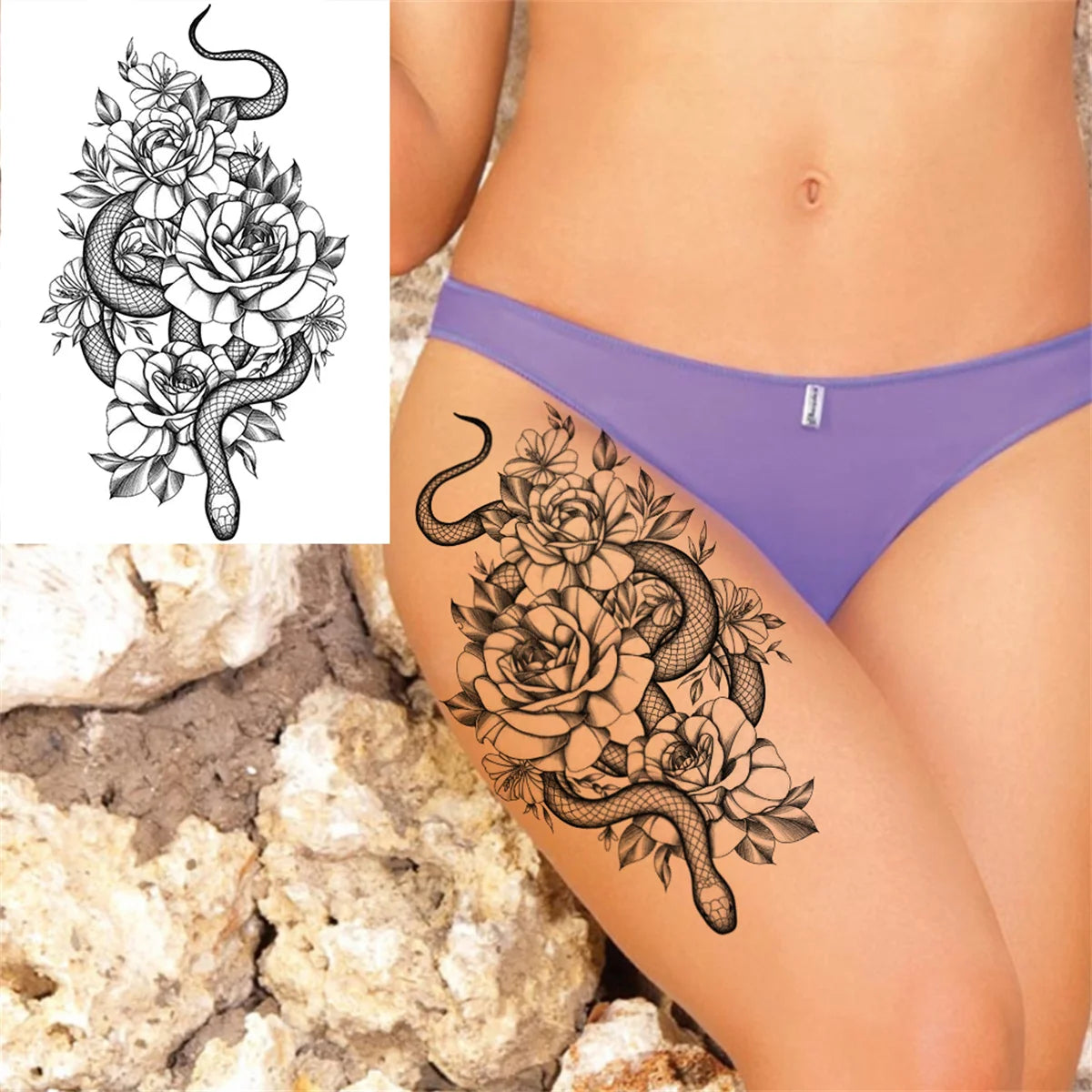 Realistic Sexy Peony Tattoos Temporary Women Adult Flower Arm Tattoos Sticker Waterproof Fake Floral Bloosom Body Leg Art Tatoos