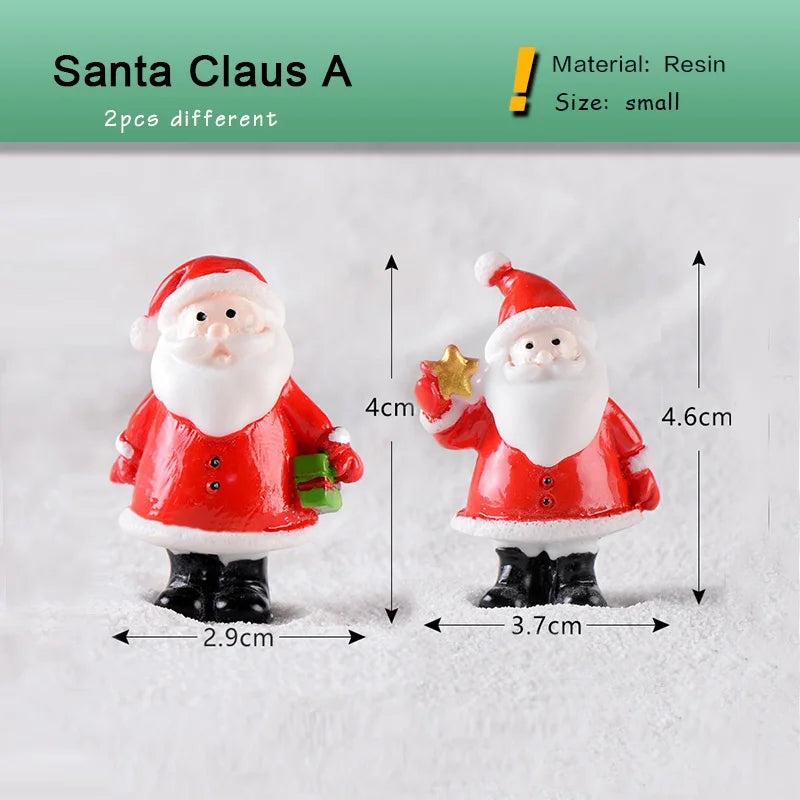 New Christmas Deer Santa Claus Sled Tree Snowman Figurine Doll House Home Decor Miniature Garden Decoration Accessories Modern
