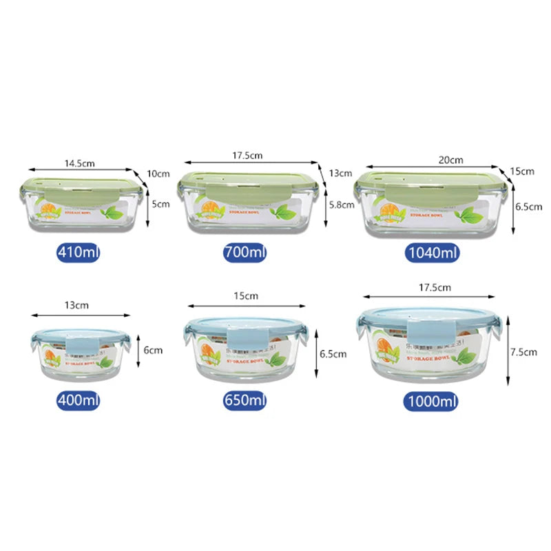 1/2/3 Grids Thickened Leak Proof Microwave Safe Food Crisper High Borosilicate Glass Bento Box With Lids Airtight Lunch Boxes