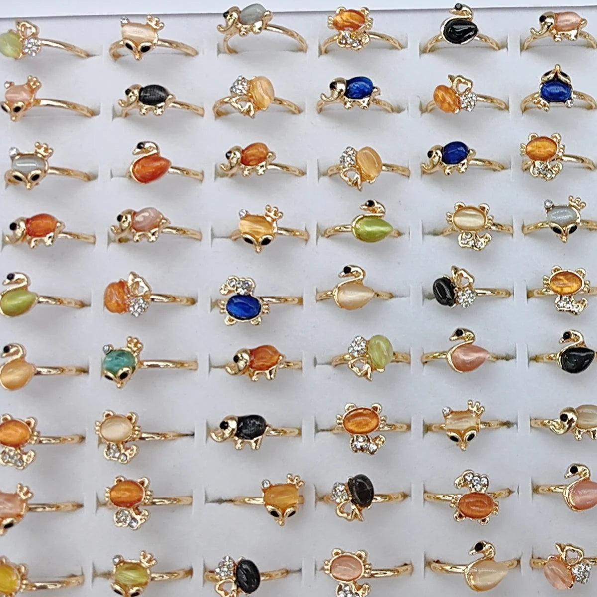 10pcs/Lot Wholesale Crystal Rhinestone Rings For Women Mix Style Gold Silver Plated Alloy Finger Rings Wedding Party Gifts