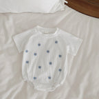Ins Newborn Baby Girl Clothes Summer Romper Short-Sleeved  Home Clothing Jumpsuit Flower Embroidery Toddler Bodysuit 0-18 Months