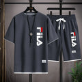 2026 Summer Men's Sports Set Casual T-shirt+Shorts Set Waffle Fashion Short Sleeve Shorts Two sets of Sports Set Loose Set