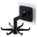 1pc Black Kitchen Rotating Punch-free Wall-mounted Shelf 6 Rotating Hooks Pot Shovel Chopping Nail-free Adhesive Hook Rack