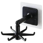 1pc Black Kitchen Rotating Punch-free Wall-mounted Shelf 6 Rotating Hooks Pot Shovel Chopping Nail-free Adhesive Hook Rack