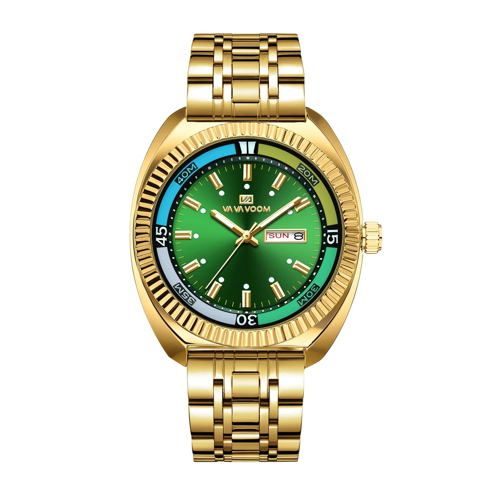 New Gear Ring Steel Strip Watch For Men Doubles Calendar Night light Large Dial Waterproof Male Fashion Quartz Clock Watches