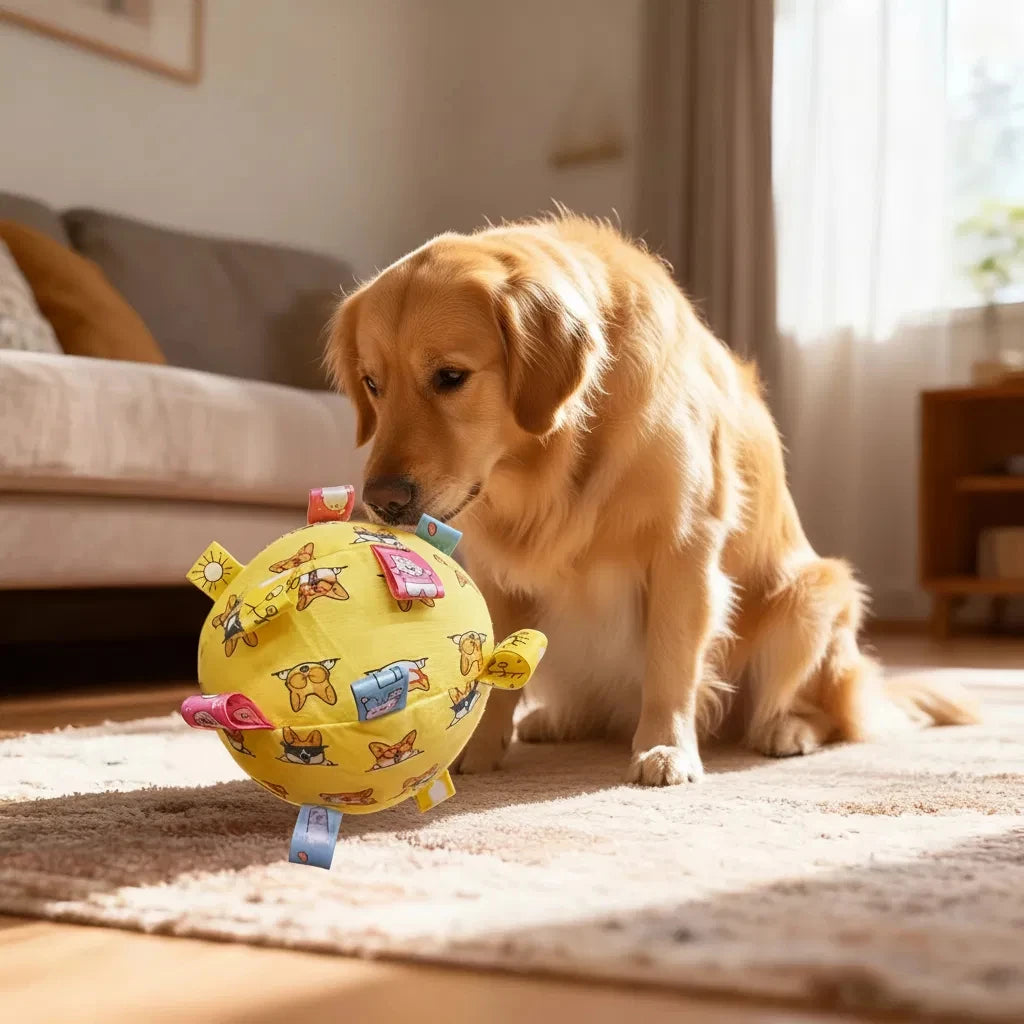 Dog Interactive Sound Ball Toy with Animal Patterns,  Pet Ball Suitable, Outdoor Play and Training, Dog Toy with Lively Design