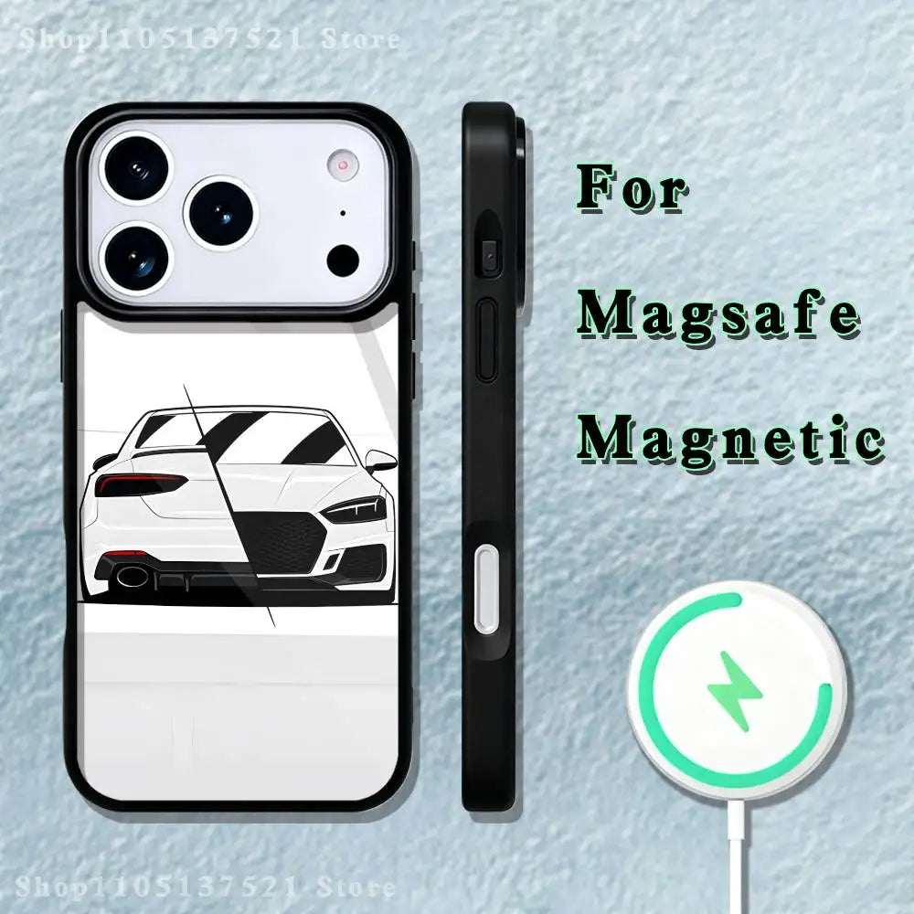 Super cool A-Audi-i car Phone Case  For iPhone 17,16,15,14,13,12,11,Pro,Max,Plus,Mini,SE4,E Magnetic Magsafe Wireless Charging