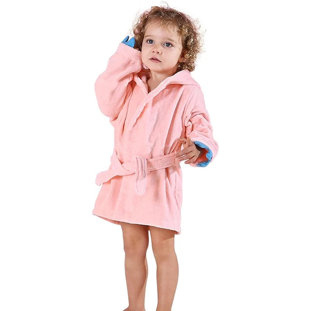 MICHLEY Shark Dinosaur Hooded Baby Bathrobe Cotton Soft Infant Bath Towel Robe Pajamas Solid For Kids Boy Girl Children 1-5T