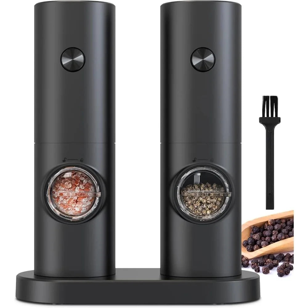 2pcs Electric Pepper and Salt Grinder Set, Battery Powered Adjustable  Coarseness Black Pepper Grinder Mill Kitchen Tools