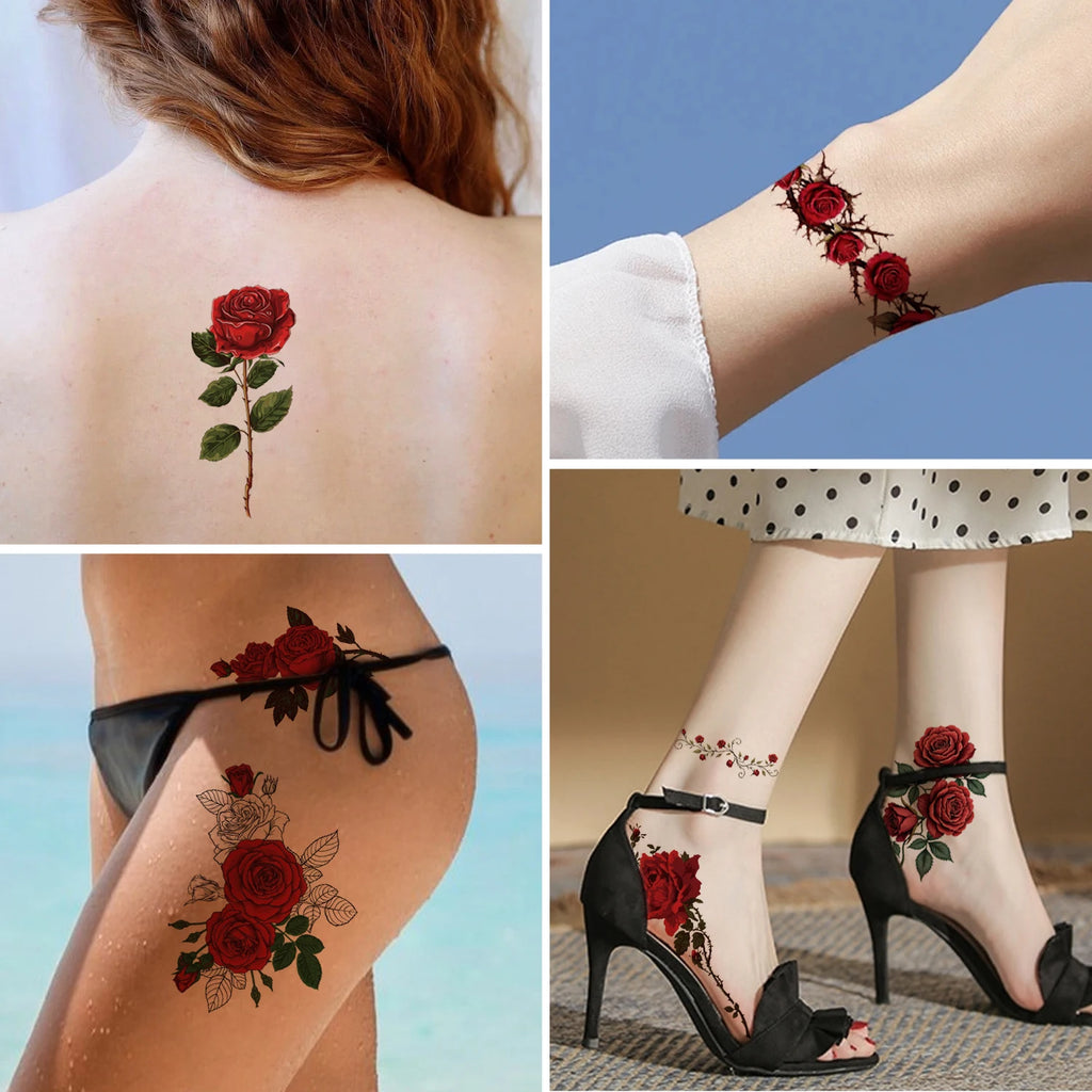 8 Sheets Large Temporary Tattoo Sticker Fake Tattoos for Women Girls,Waterproof Long Lasting Body Art Makeup Sexy Realistic Arm