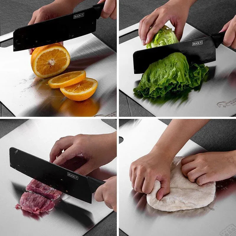Titanium Cutting Stainless Boards for Kitchen Board 316 Steel Thickened Double Sided Food Grade Portable Fruit Meat Chopping