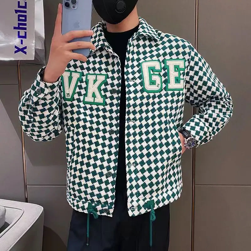 Men's Casual Jacket Spring Autumn Button Lapel Work Coat New plaid Multi-pocket Tops Men Fashion High Quality
