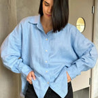 Ammug White Women's Shirt Long Sleeve Elegant Solid Blouse Woman Vintage Summer Loose Shirts for Women Basic Top Collar