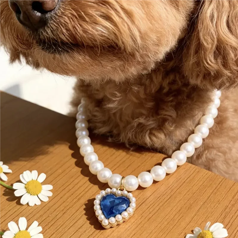 Adjustable Pet Pearl Necklace Accessories for Cats Gotas Animals Fashion Rhinestones Sphynx Cat Collar Kitten Dog collier chat