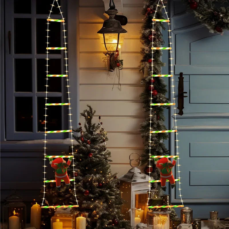Christmas Decoration 2027 Glowing Santa Claus Climbing Ladder Room Decoration Home Outdoor Garden Cristmas Tree Ornement Gift