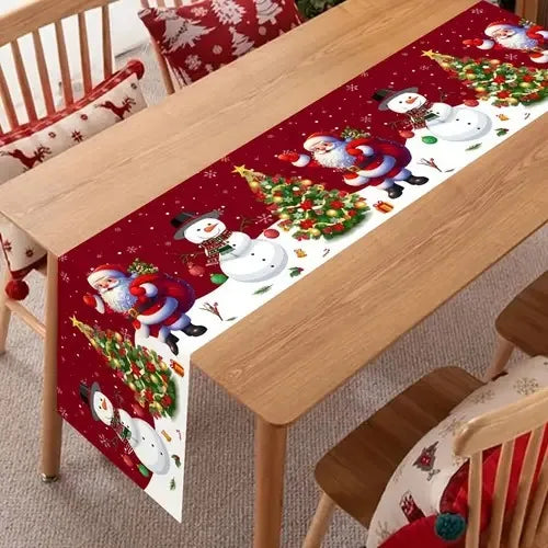 Santa Claus Christmas Table Runner Christmas Decorations for Home 2026 Xmas Table Flag Navidad Noel Gifts New Year Tablecloth