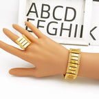 Dubai Jewelry Set Women Luxury Design High-end Gold Plated Necklace Bangle Earring Ring Daily Wear Accessory Ideal Gift